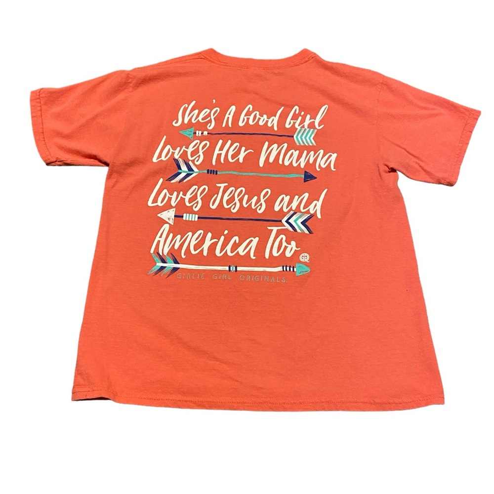 Girlie Girl Originals t-shirt in youth large. Salmon pink and in good condition